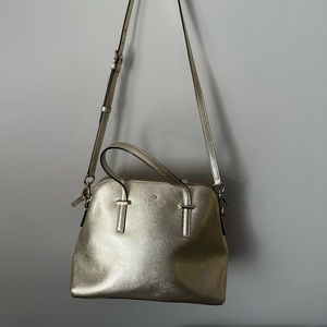 Kate Spade Cedar Street Satchel Metallic Gold Purse Handbag with straps